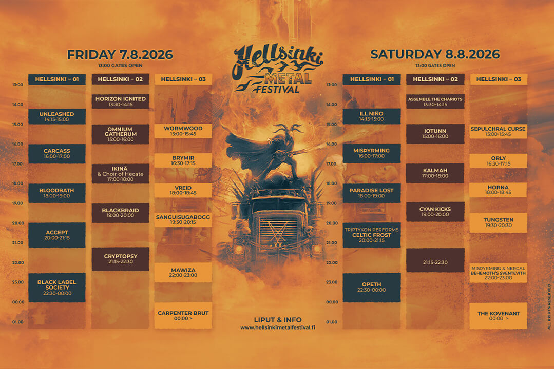 Hellsinki Metal Festival 2026 running order